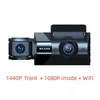 3 렌즈 대시 캠 HD 1440p 자동차 DVR 카메라 Wi-Fi GPS 야간 비전 비디오 레코더 루프 블랙 박스 웨이 g-sensor a6