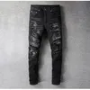Bandana Paisley imprimé jean homme Patchwork Stretch Streetwear noir Denim crayon pantalon mince maigre déchiré pantalon 669237w