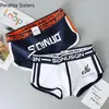 Underbyxor 3st Man Boxer Fashion Printing underkläder Bekväm bomullsmän trosor trendiga brevboxare för män 2023