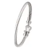 Bracelet Dy Luxe Designer Torsadé Perle Tête Femmes Mode Polyvalent Twist Bracelets Bijoux Platine Plaqué