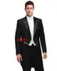 Men's Suits Blazers 3Pcs Black Jacket Pants White Vest Tailcoat Groom Men Suit Tuxedos Bridegroom Man Wedding Prom SetsJacketPantsVestTie 230915