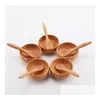 Other Hand Tools Empty Bamboo Facial Mask Bowl With Spoon Cosmetic Wooden Diy Tableware Makeup Container Set Sn1521 Drop Delivery Home Dhqgi
