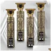 شعر تقليم الشعر Clipper Electric Men Steel Head Shaver Gold مع أدوات التصميم USB