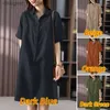 Grundläggande casual klänningar Zanzea kvinnor koreanska dagliga casual hformade kortärmade breasted lapel shirtdresses l230916