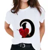 Korte Mouw Dames T-shirt Aangepaste Naam Brief Combinatie Afdrukken T-shirt Bloem Letter Lettertype Abcd E F G Dames T-shirt