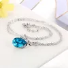 Ожерелье с бриллиантами из стерлингового серебра 925 пробы для женщин, короткая цепочка на ключицы, колье-пенадант со слезами из сапфирового камня Jewelry204q