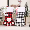 Christmas Tree Hanging Stockings Christmas Decoration Plaid Heart Dog Paw Socks Candy Gift Bag Festive Party Xmas Ornament