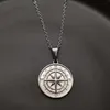 Pendant Necklaces Hip-Hop Rock Women Men Gold Compass Necklace Vintage Stainless Steel Round Coin Fashion Chain Jewelry227l