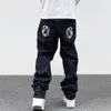 Herr jeans ropa hundtryck jens män y2k hip hop baggy joggers byxor streetwear rak gotisk tvättad denim byxor pantalon303f