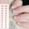 24pcs French Fake Nails Short Art Nail Tips Press Stick on False with Designs Full Cover Artificial Pink Wearable Clear Tips Nail ArtFalse Nails Nail Art Tools