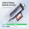 Leitores de cartão de memória Leitor de cartão UGREEN USB3.0 USB C para SD MicroSD TF Thunderbolt 3 para PC Acessórios para laptop Leitor de cartão de memória inteligente Adaptador de cartão SD L230916