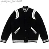 Damesjacks Ear Spring Baseball Jacket Men Loose High Street Hip Hop Trendy Couple Double White Strip Uniform L230916