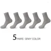 Men's Socks 5paiHSS High Quality Casual Business Summer Winter Cotton Quick Drying Black White Long Sock Plus Size US7-14