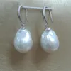 Dingle ljuskrona 100% natur sötvatten pärla örhänge med 925 silverkrok-barock pärla 14-16 mm big272p