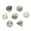 Natural Labradorite Poliédrico Pedras Preciosas Soltas Dados 7pcs Conjunto Dungeons Dragons Stone Dice Set DND RPG Jogos Ornamentos Spot Goods Atacado Aceitar Personalizado