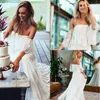 Elegante encaje país vestidos de novia sin tirantes jardín primavera verano boho bohemio bola novia matrimonio robe de mariee más tamaño bri277k