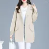 Women's Trench Coats Windbreaker Jacket Women Mid-Length 2023Spring Autumn Hooded Coat Female With Lining Top Zipper Lady Outwear L541