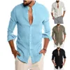 Новое поступление, мужские рубашки-поло, льняные повседневные рубашки с v-образным вырезом и длинными рукавами, дышащие подарочные размеры M-3XL266p