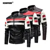 Vestes pour hommes Veste en cuir de moto pour hommes marque décontracté chaud polaire Biker Bomber PU veste mâle coupe-vent hiver Vintage pardessus 230915