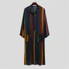 Clothing Men Djellaba Man Muslim Moroccan Hooded Design Islamic Cotton And Linen Striped Robe Jubba Thobe Men's Casual Shirts229I