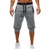 Pantalon Capris en coton pour hommes pantalon de jogging court en coton mince pantalon à taille élastique avec poches et pantalon de sport à cordon de serrage Harem Trou221y