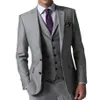 Модные боковые разрезы с двумя пуговицами Светло-серый смокинг для жениха с отворотом для мужчин, свадебная вечеринка, жених, 3 предмета, костюмы, куртка, брюки, жилет T216A
