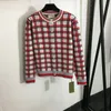 Enkla rutiga tröjor Knapp Cardigan tröja kappa Kvinnor Knitjackor Crew Neck Soft Touch Sweater