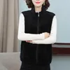 Women's Vests Elegant Women Vest Cozy Stylish Plush Waistcoat Warm Sleeveless With Stand Collar Pockets Double-sided For Autumn