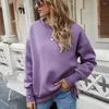 Sweat à capuche pour femme, vêtement d'hiver, polaire fendue, col rond, pull épais avec peluche, violet, rose, 2023