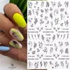 1 st sexig damformad 3D -nagelklistermärken karaktär ansikte Bild lämnar blomma dekaler skjutreglage svart vit diy nagelkonst dekorarion nagel artstickers dekaler nagelkonstverktyg