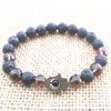 Mg0759 Hamsa Lava Stone Smoky Quartz Bracelet Fatima's Hand Bracelet الروحية الجذر الجذر Chakra Mala Yoga Jewelry242c