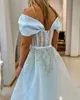 2023 Aso Ebi Árabe Bainha Céu Azul Vestido de Baile Cristais Frisado Noite Festa Formal Segunda Recepção Aniversário Noivado Vestidos de Dama de Honra Vestidos Robe De Soiree Z34