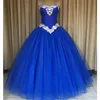 Fantastisk Royal Blue Pink Quinceanera aftonklänningar billiga bollklänning söta 16 klänningar för flickor organza korsett bakspärrad cry2560