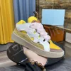 Lavin läder trottoarkant sneakers designer klänningskor för män kvinnor snörning extraordinär casual sneaker platt kalvskinn gummi nappa plattformsula