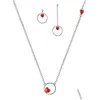 イヤリングネックレスMeyrroyu 925 Sier Red Love Circle Women Engagement Party Jewelryセットギフトドロップ配信セットDHGARDEN DHXFS