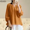 Vestidos casuais básicos ZANZEA feminino coreano diário manga comprida com decote em V blusa rosa casual L230916