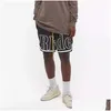 Heren Shorts Rhude Heren Mesh Mode Heren Dames Casual Reflecterend Skateboard Hip Hop Strand Zak Hoge kwaliteit Witte Rand Kort Asi Dhyjf