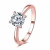 Never Fade Top quality 1 2ct rose gold Plated large CZ diamond rings 4 prong bridal wedding Ring for Women252E