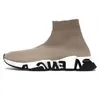 Original Herren-Sockenschuhe Speed Trainer Beige Triple Black Graffiti Weiß Blau Rot Klare Sohle Volt Lace-up Beige Laufsneaker Balencai Aqua Sock