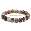 Charm Armband Natural Bota Agate Stone 6 8 10mm Round Gemstone Beads Armband för kvinnor och män Elastic Strand Uni Jewellr Dhgarden Dh0jm