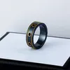 designer rings love Ceramic Band g letter Rings Black White for Women Men jewelry Gold Ring209c