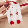 Orecchini a bottone con strass lucidi Orecchini a bottone con albero di Natale rosso per le donne Gioielli di moda coreani Pupazzo di neve Palla Nappa Regali del festival