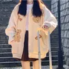 Women's Jackets Women Fashion Bear Embroidered Baseball Uniform Oversize Long Sleeve Jacket Korean Style Casual Coat L230916