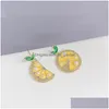 Eyebrow Jewelry Exquisite 14K Gold Plated Lemon Fruit Stud For Women Luxury Zircon Cz Leaves Earrings Gift Drop Delivery Body Dhgarden Dhkbm