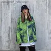 Vestes Femmes American Retro Street Trendy Green Elf Tie-Dye Denim Veste Vintage Hommes Femmes Mode Baseball Uniforme Oversize Lâche Casual Ins L230916