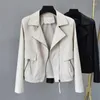 Cuir de femme printemps automne femmes courte fausse veste jaune beige noir manteau costume col à manches longues femme motard Jaqueta Feminina