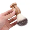 Män rakar skägg borste grävling hår rakning trähandtag ansiktsrengöring apparat pro salong verktyg säkerhet rakenspenser fest gåva till far