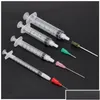 Lab Supplies Wholesale 50Pcs/Set 1Ml L 5Ml 10Ml Luer Lock Syringes With 50Pcs 14G-25G Blunt Tip Needles And Caps For Industrial Disp Dhnoc