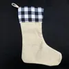 30*40 cm Imitation Linen Plaid Christmas Stocking Presentväskor Xmas Strumpa stor storlek Juldekorativa presentpåsar Juldekorationer Q571