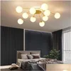 Ljuskronor Nordic Modern LED Chandelier Lighting Flush Mount Light Living Room Bedroom Kitchen Glass Bubble Lamp Fixtures Drop Deli DHHXC